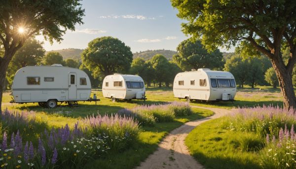 Les grands parcelles verdoyantes accueillent les caravanes